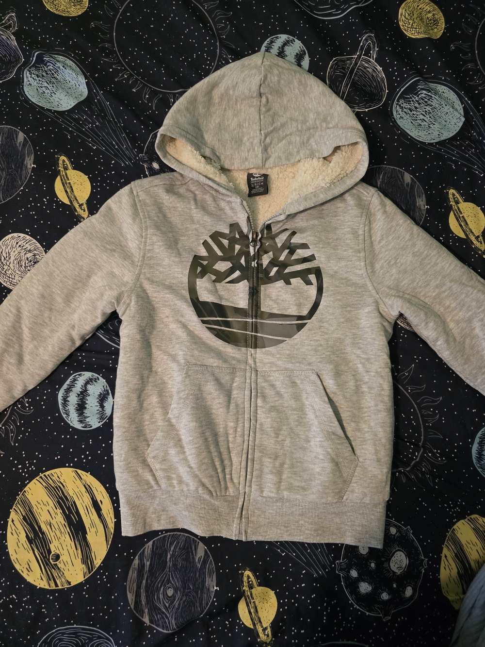Timberland Kids' Grey Sherpa-Lined Hoodie